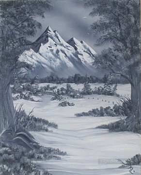 黒と白 Painting - 黒と白の山の国